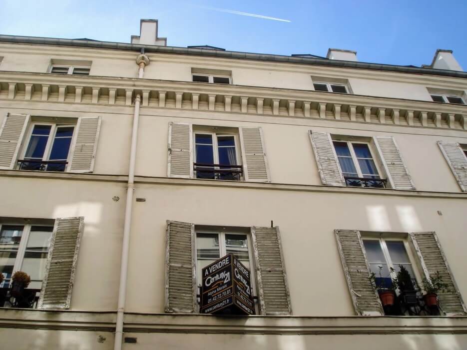 Facade of an apartment building in Paris France