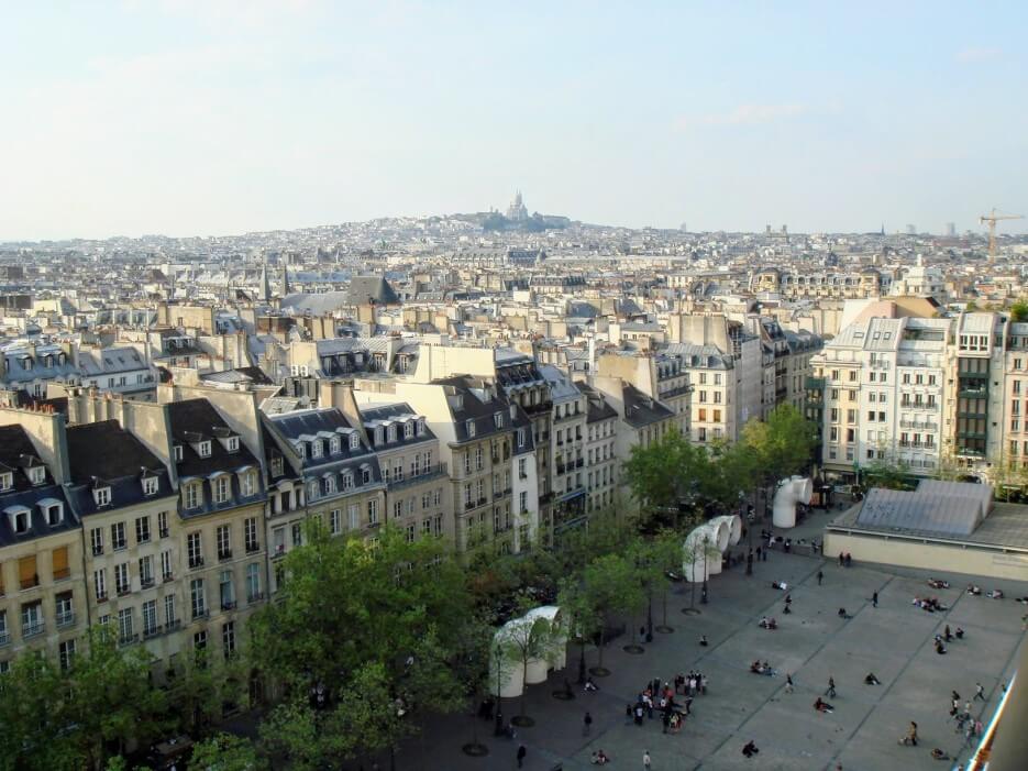 Arial view of Paris apartment buildings