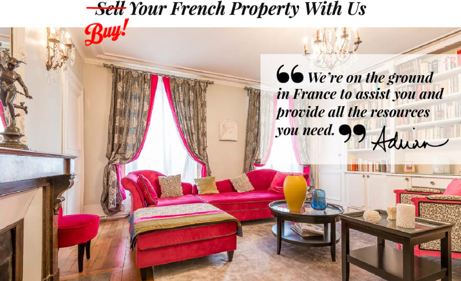 Splashpage meme for the Adrian Leeds Group's services to sell your property in France