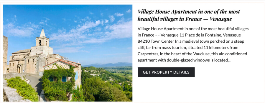 Adrian Leeds Group's posting for the village apartment for sale in Venasque, France