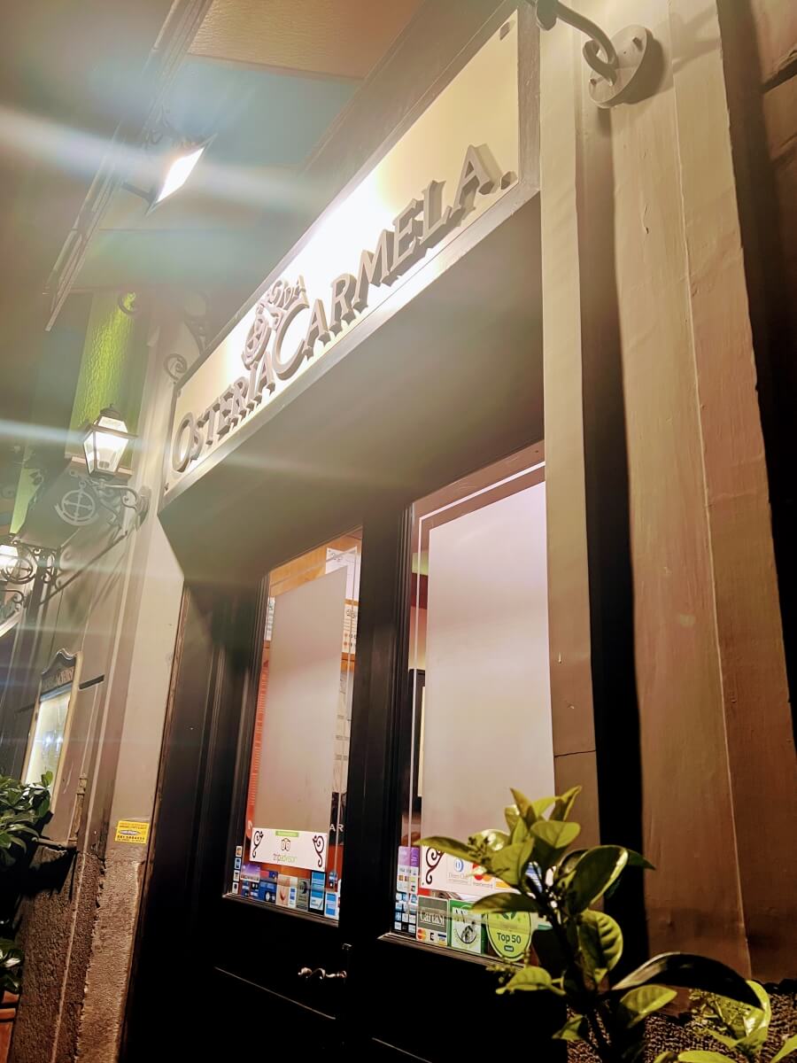 The facade of Osteria da Carmela in Naples, Italy