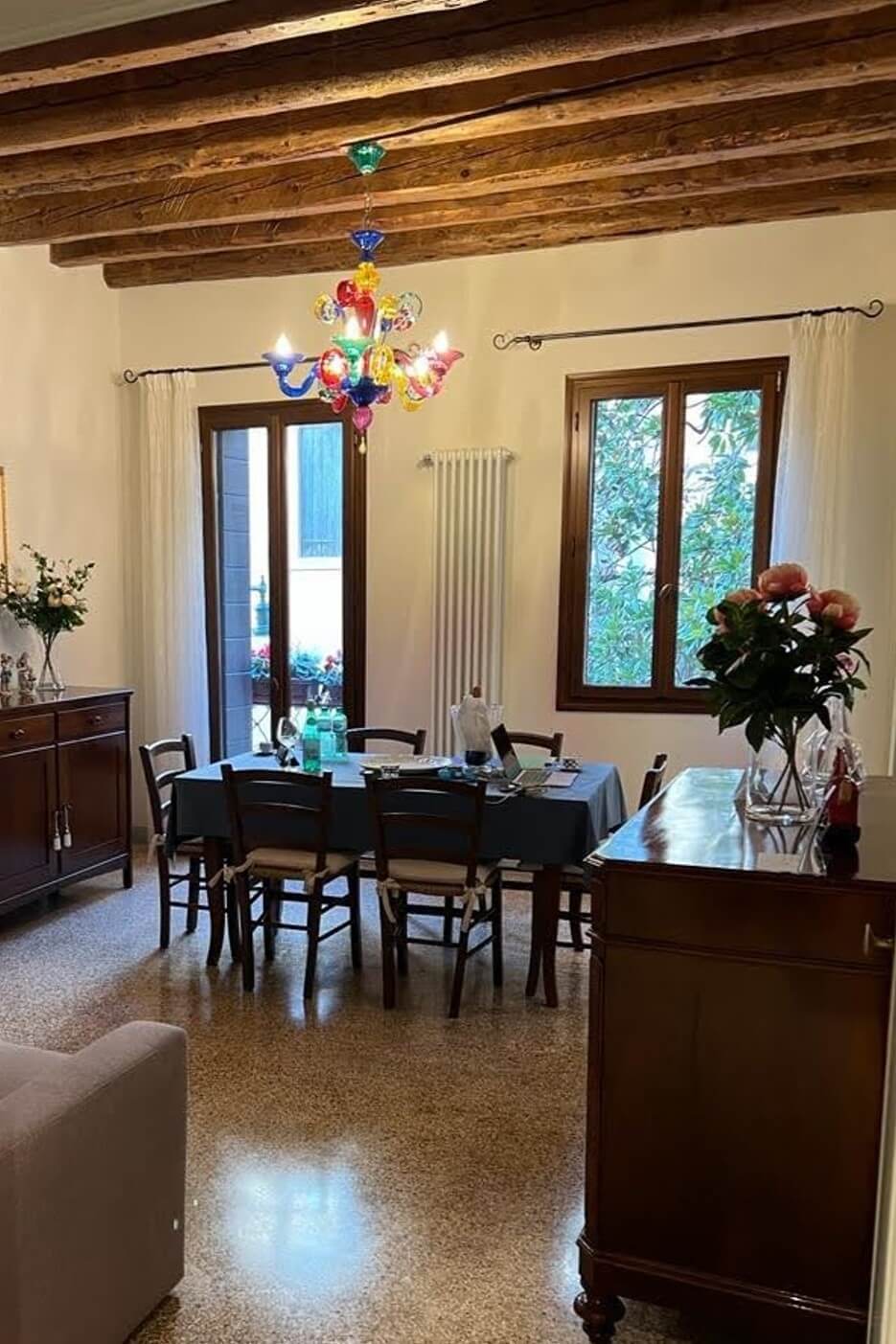 The interior of Adrian Leeds' apartment in Venice, Italy