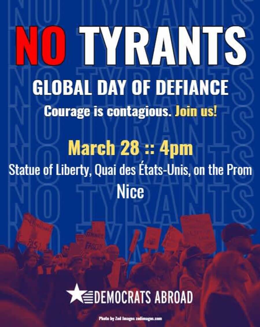 Poster for the No Kings No Tyrants march in Paris, France
