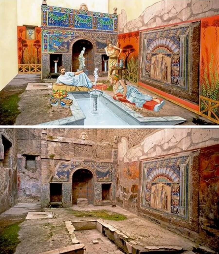 Recreated ruins of Pompeii and Hurculaneum in The Archeological Museum, Naples, Italy