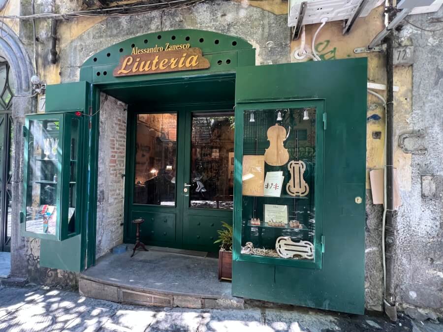 The music shop on Via San Sebastiano in Naples, Italy