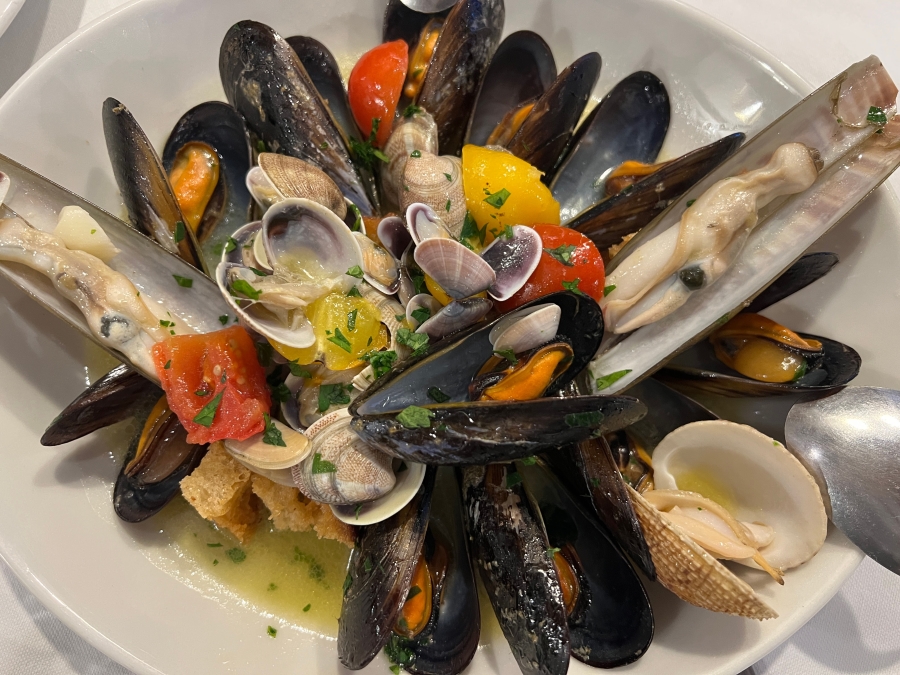 Seafood soup at Osteria da Antonio in Naples, Italy
