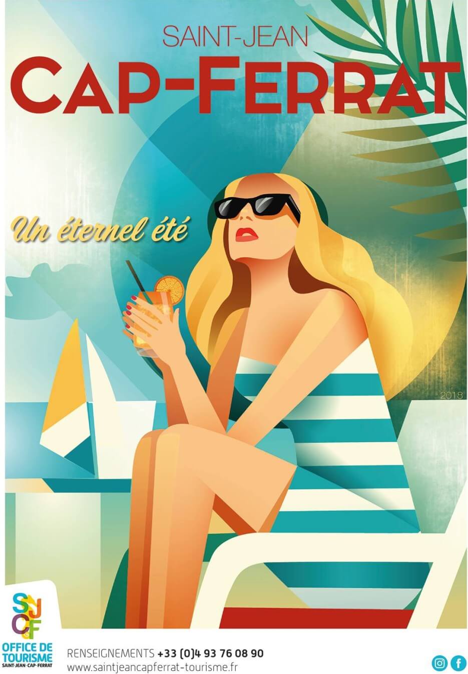 Saint-Jean-Cap-Ferrat poster of woman on beach