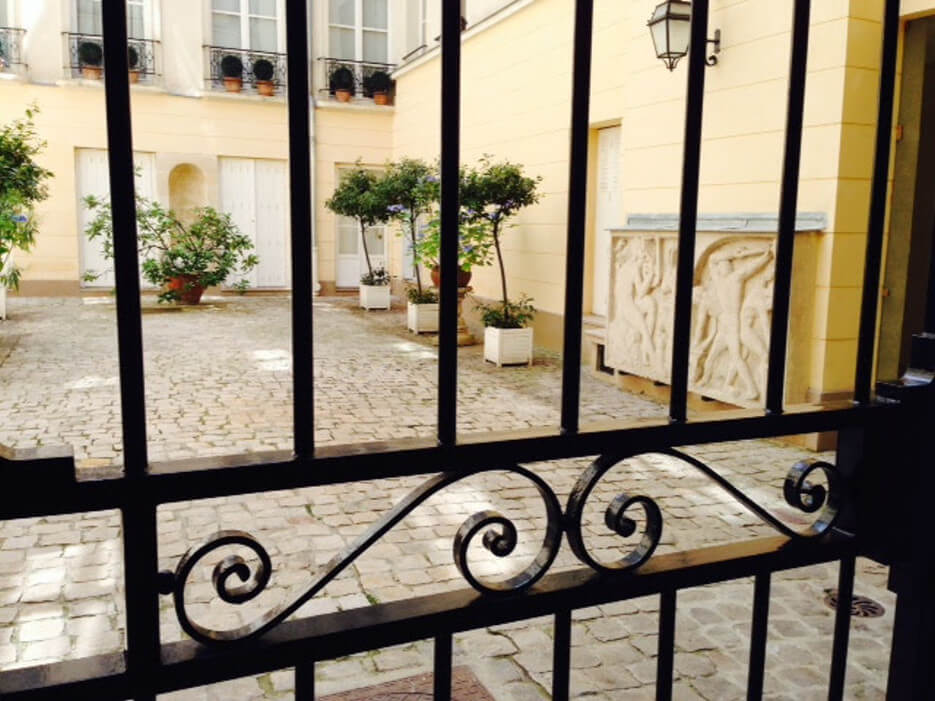 A quiet courtyard in an apartment in Paris France