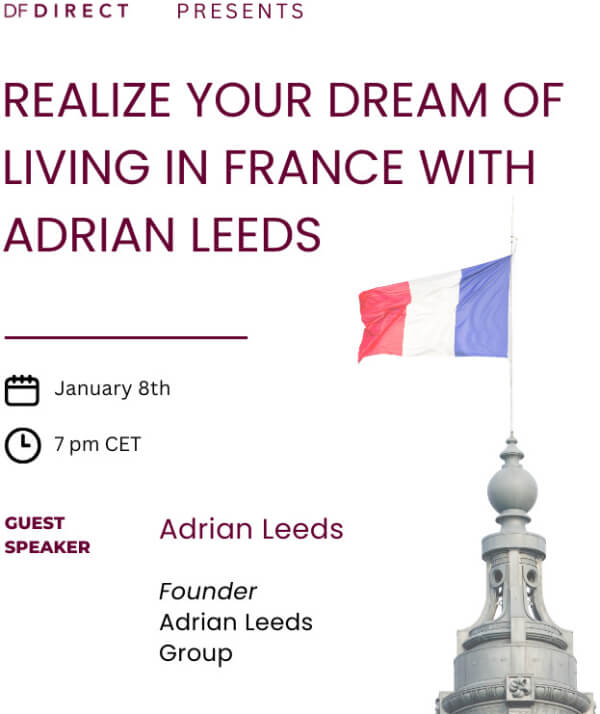Meme for the Realize Your Dream of Living in France with Adrian Leeds webinar