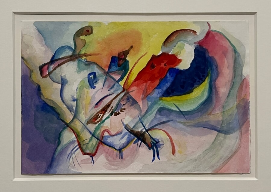 A Kandinsky painting on display at the exhibit in the Grand Palais in Paris, France