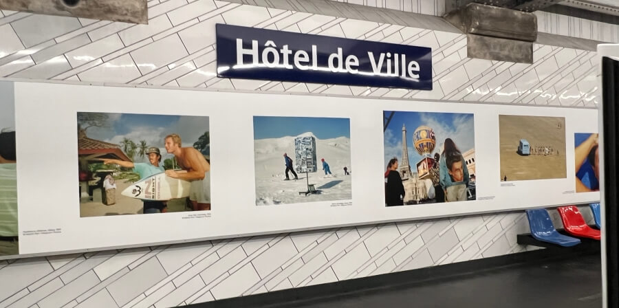 Artwork on display in the Hôtel de Ville Metro Station in Paris