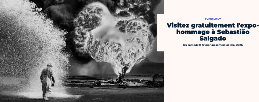 Meme for the Sebastião Salgado exhibition at the Hôtel de Ville in Paris, France