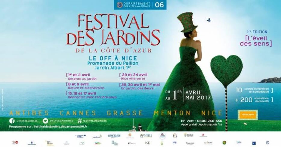Poster promoting the Festival des Jardins in the Alps-Maritimes region of France