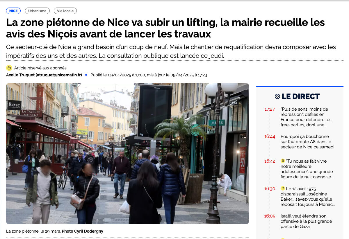 Article cover from Nice Matin on reu Massena