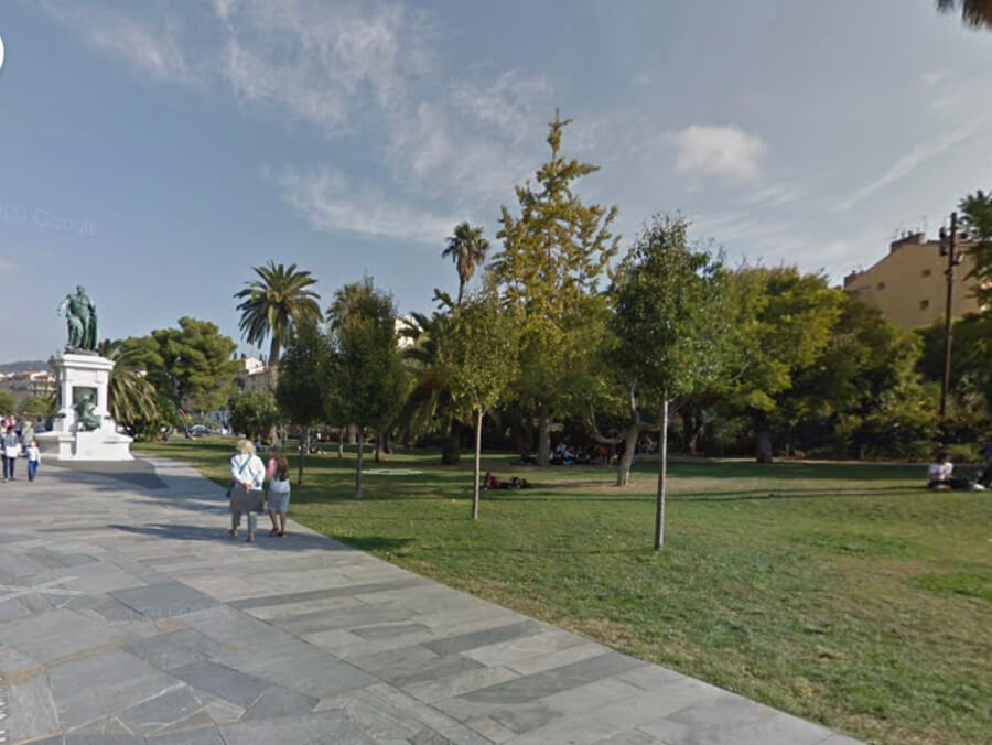 The grassy area location for Adrian Leeds' May Day picnic in Nice, France