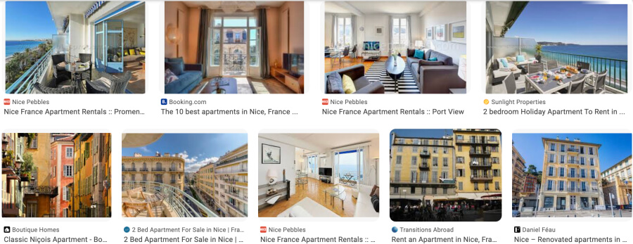 Rental Apartment listings in Paris with a photo of each