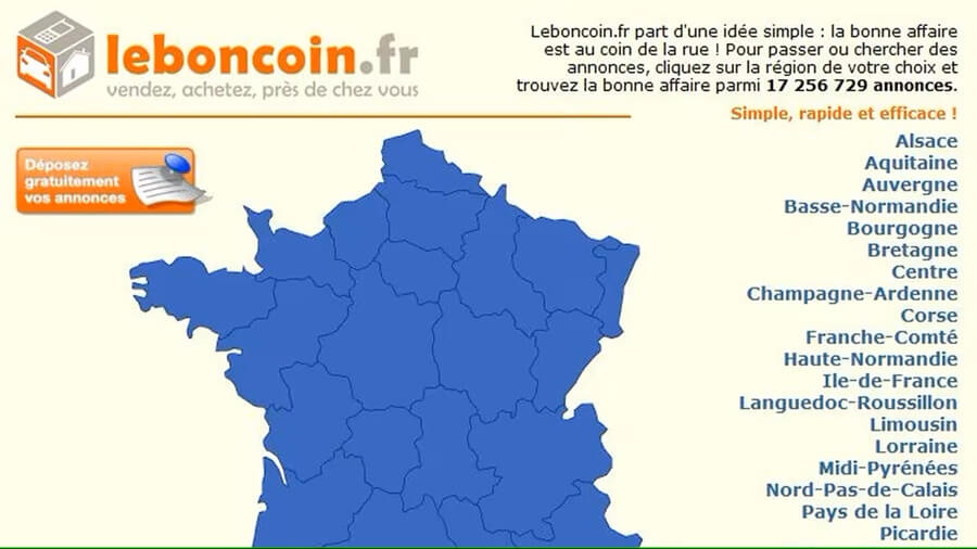 Splashpage for Le Bon Coin apartment listing website