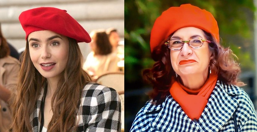 Emily in Paris' outfit compared with Adrian Leeds'