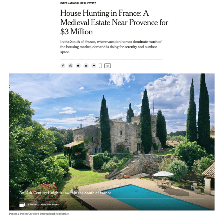 NY Times article on Châteaux for sale in France