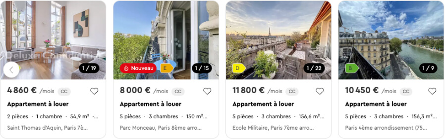 example of screenshot of rental listings