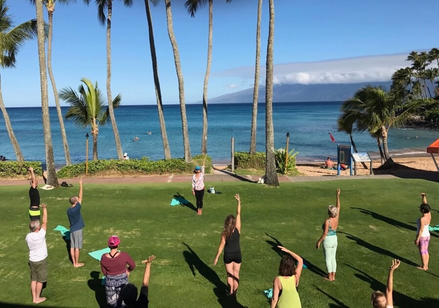 Joyanna and her group doing Qigong on Maui