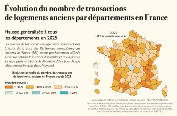 Map and explanation of the Number of property transactions throughout France