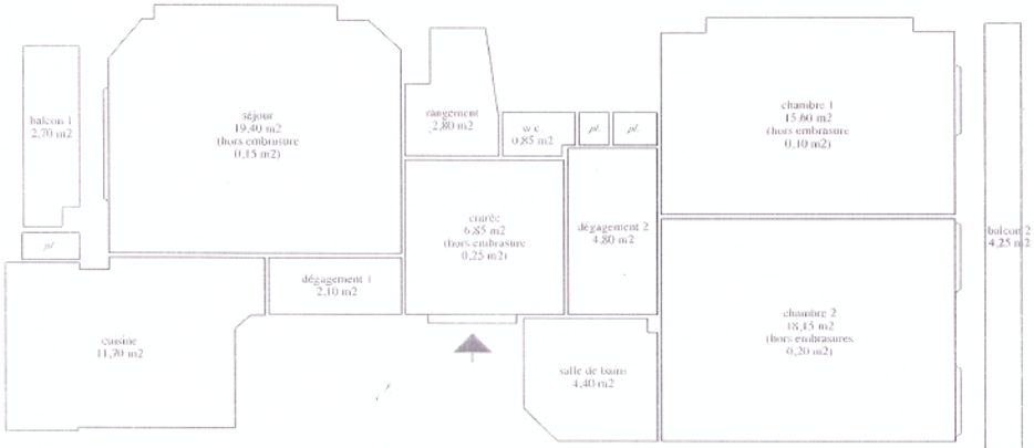 Floorplan for the apartment for sale in Nice, France