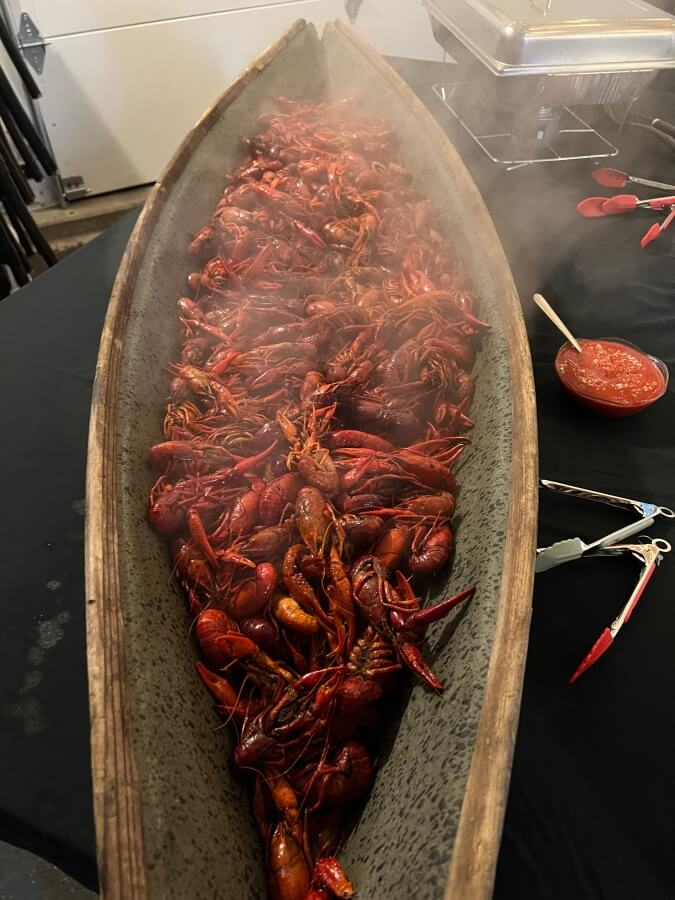 30 pounds of steaming hot crawfish