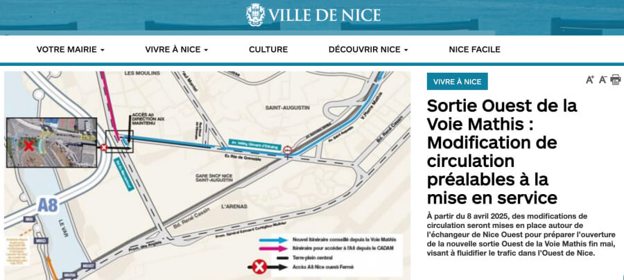 Map showing access to the Ocean Conference in Nice, France