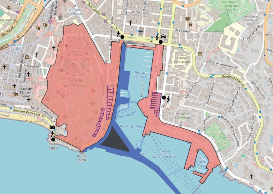Map showing the port of Nice closures during the Ocean Conference in Nice, France