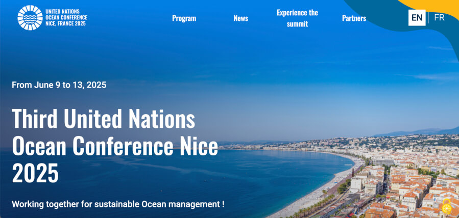 Splashpage for the United Nations' Ocean Conference in Nice, France