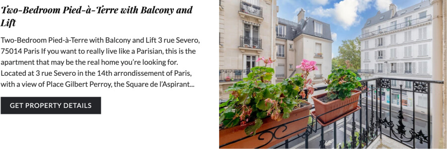 Promotional meme for the 2-bedroom apartment on rue Servo for sale in Paris, France