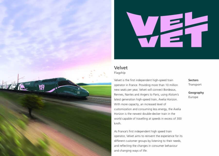 VELVET train lines in France