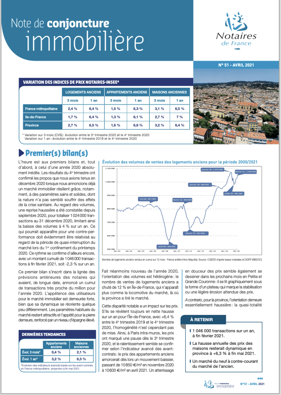 Cover page for the French Notaires' real estate report