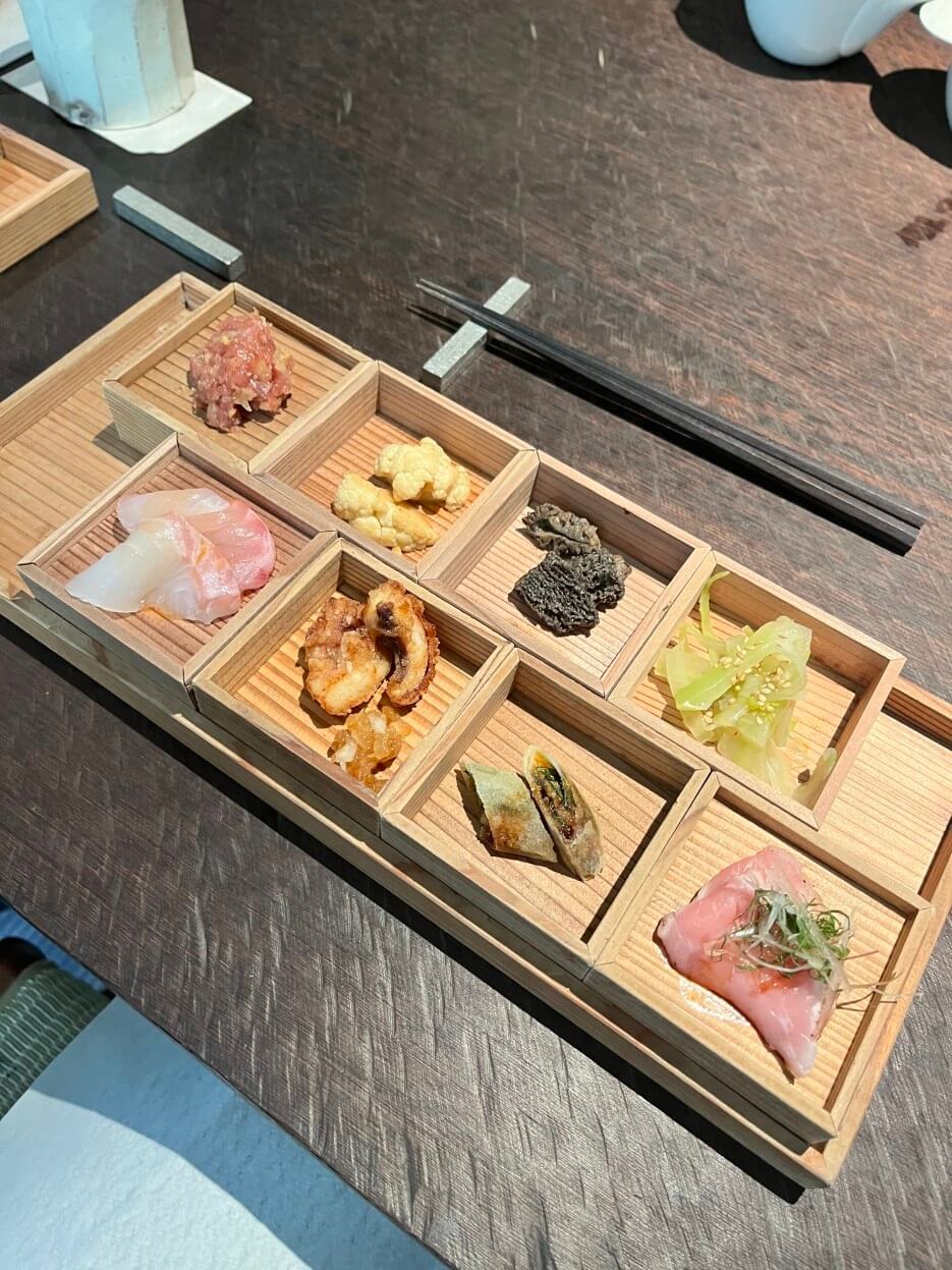 The appetizer tray at Ogata in Paris