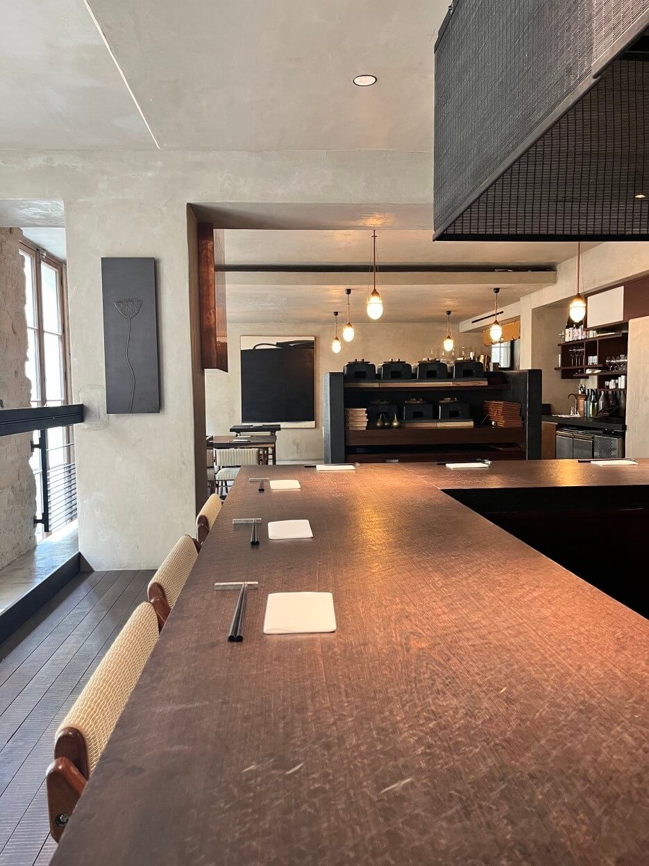 View of the bar at Ogata in Paris