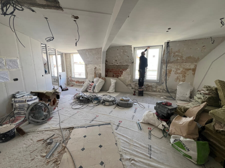 Erica's Paris apartment under renovation
