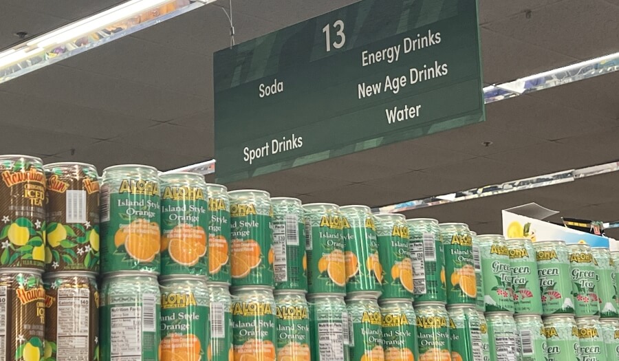 New Age drinks on display at Mana Foods