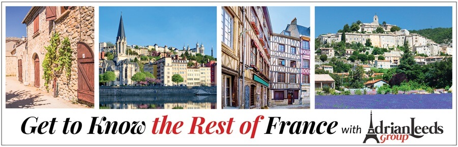 Graphic meme for the Adrian Leeds Group webinar on getting to know the rest of France