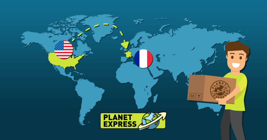Graphic meme on shipping things from the US to France
