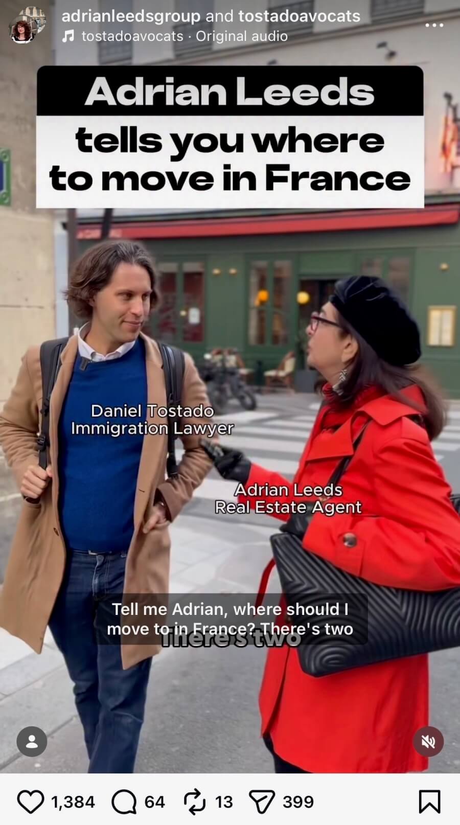 Daniel Tostado's Instagram post with Adrian Leeds