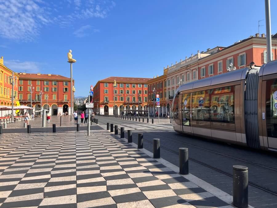 The tram at Place Massena in Nice, France