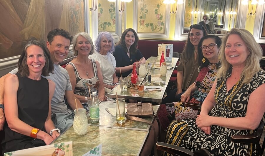 The group at the meet up at Le Florida at Place du Capitole in Toulouse, France