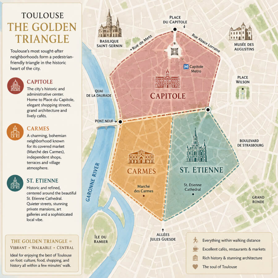 Graphic of the Golden Triangle in Toulouse, France