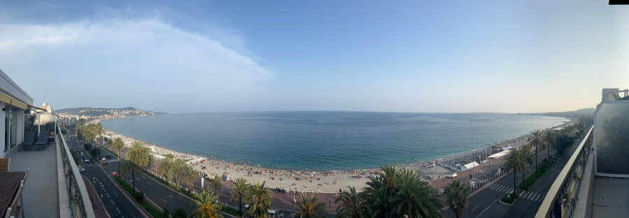 Pano View of the Baie des Ange from a penthouse in Nice, France