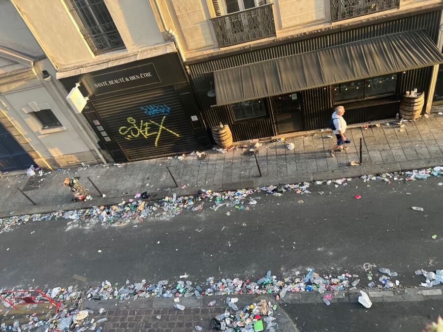 Fête de la Musique trash still lining the rue Commines in Nice, France 