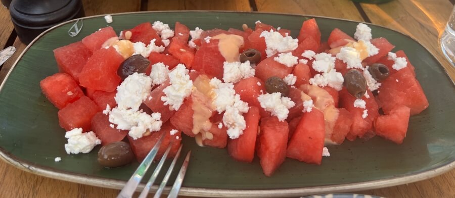 Watermelon and feta salad at Bocca Mar