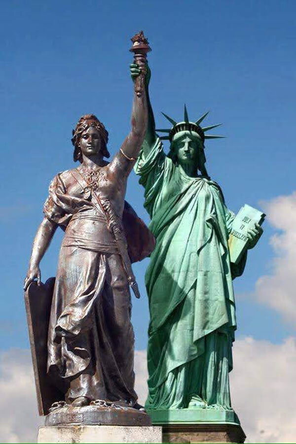 French Marianne and the Statue of Liberty illustrated the French-American tax treaty