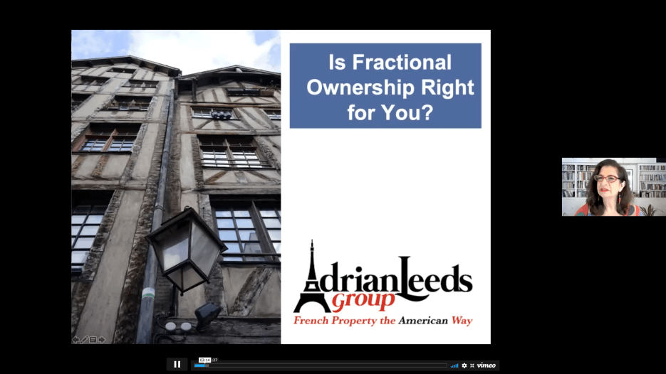 Power Point slide from the webinar Is Fractional Property Ownership Right for You? by Adrian Leeds