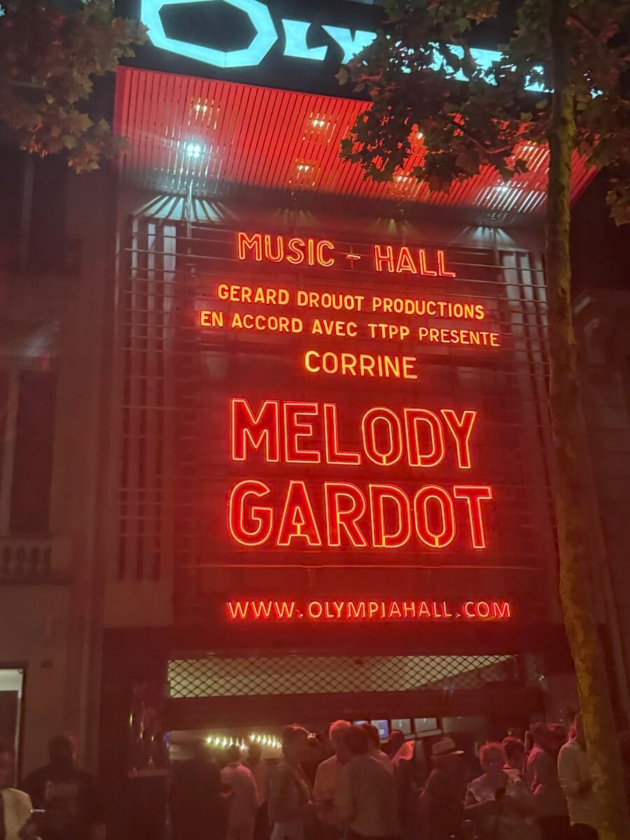 The marquee at the Olympia highlighting Melody Gardot
